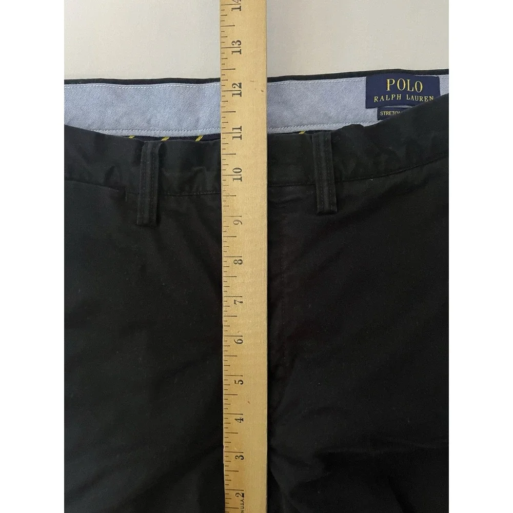 Polo Ralph Lauren Chino Pants Men's 30x32 Black Stretch Straight Fit Flat Front